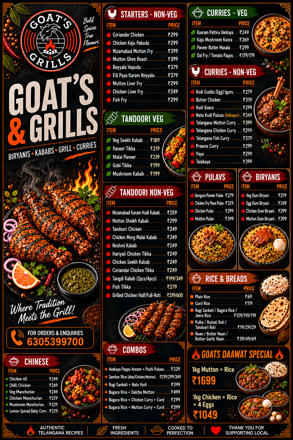 Goat's & Grills full menu